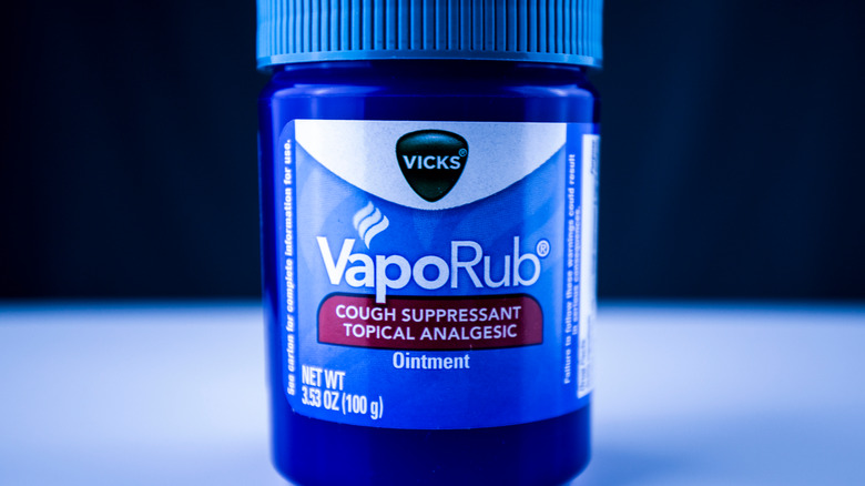 vicks vaporub bottle on white surface