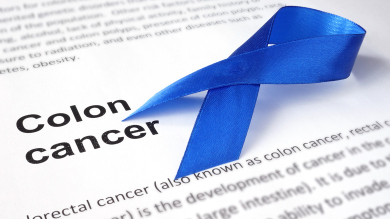 Colon cancer awareness ribbon