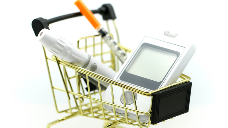 A shopping cart of diabetic tools