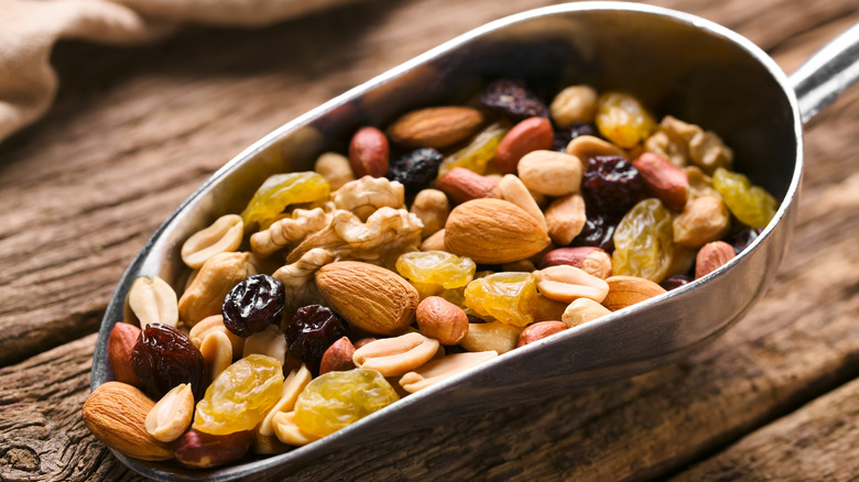 a scoop of healthy trail mix
