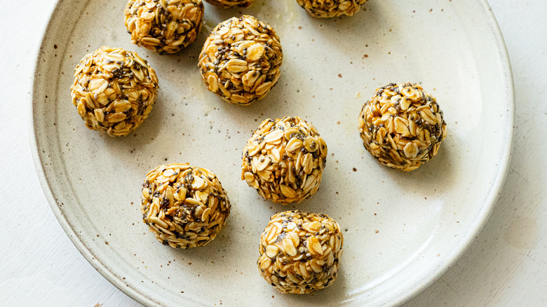 peanut butter energy bites on plate