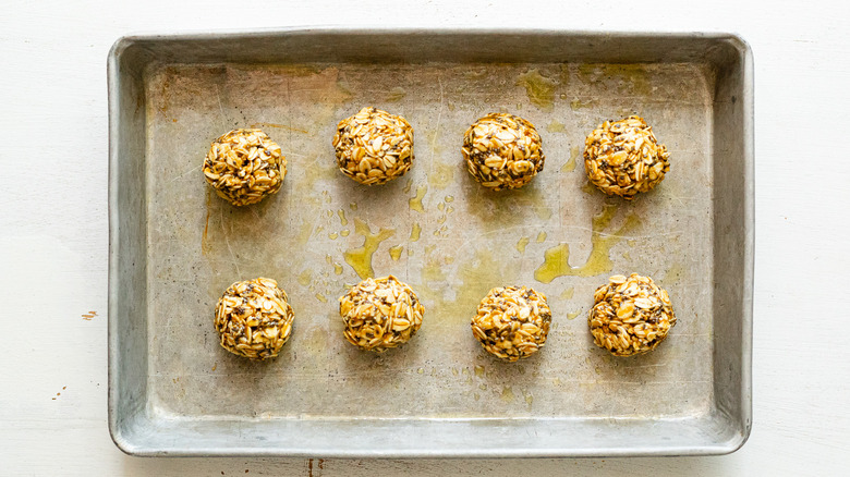 energy bites on baking sheet
