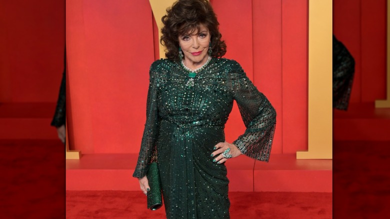 Joan Collins at 2024 Oscars in black gown