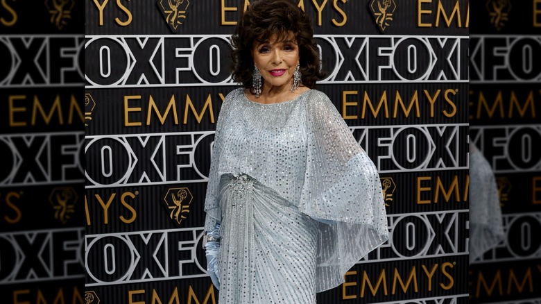Joan Collins in sparkling gown at 2024 Emmys event