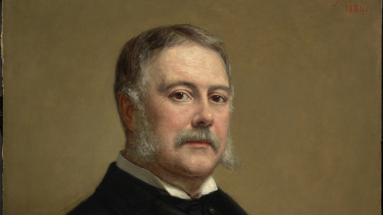 Portrait of Chester A. Arthur in an old-fashioned suit.