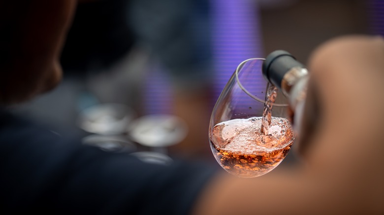 Pouring a glass of wine