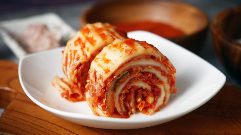 two rolls of kimchi