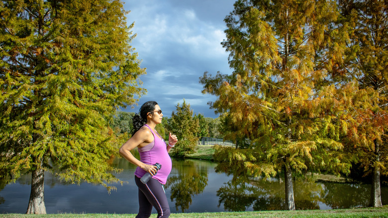 pregnant woman running