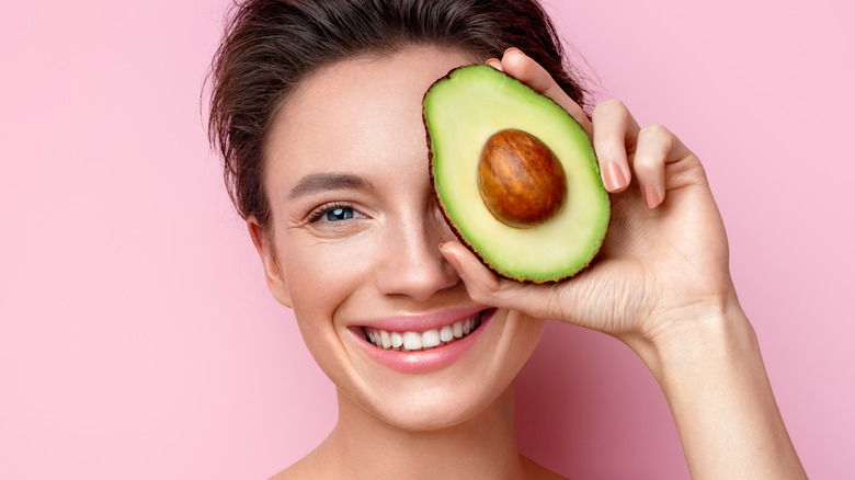 smiling woman avocado