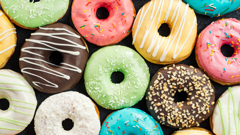 Overhead shot of donuts 