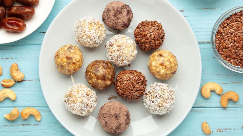Plate of oatmeal energy bites