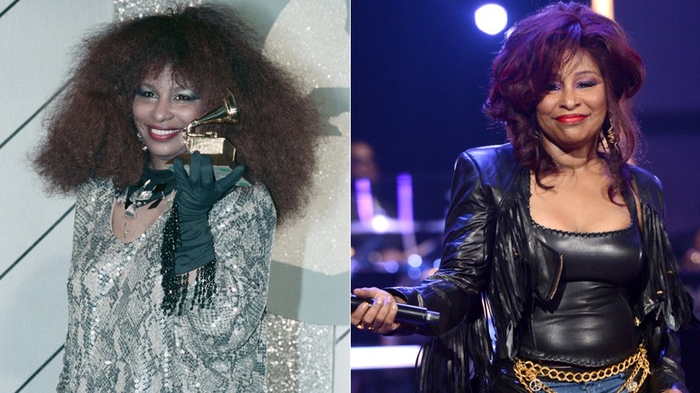 Side-by-side photos showing Chaka Khan's weight loss