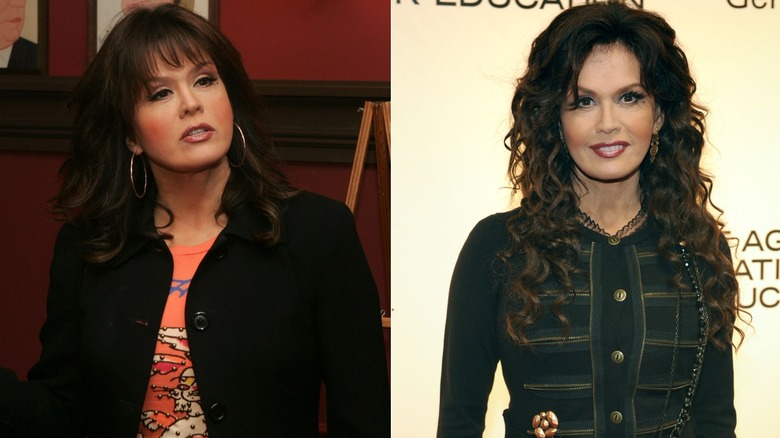 Side-by-side photos showing Marie Osmond's weight loss