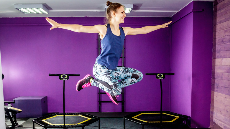 woman jumping on mini trampoline