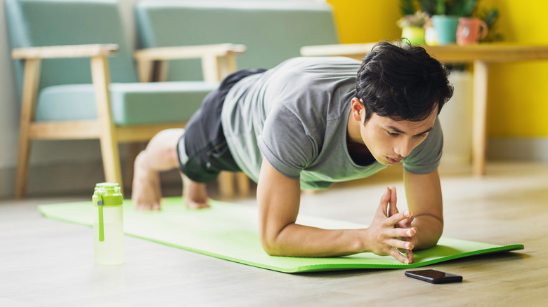 man doing plank