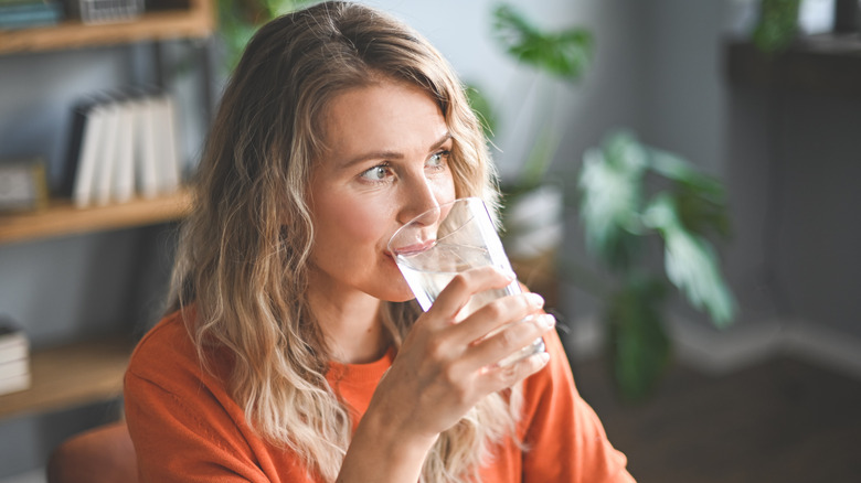 woman drinking water