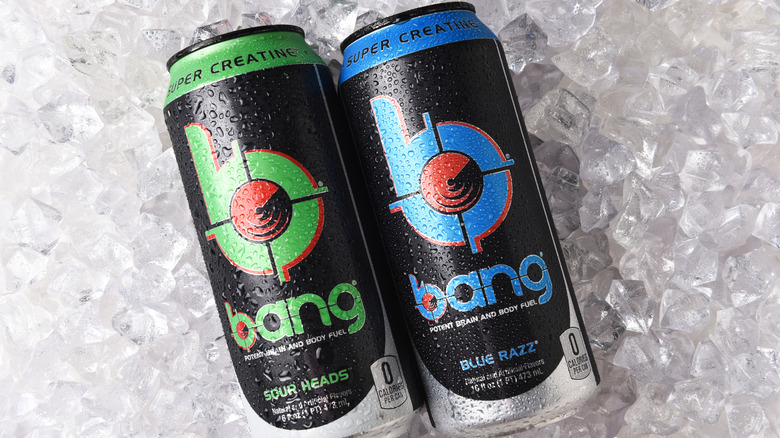 2 Bang energy drinks on ice