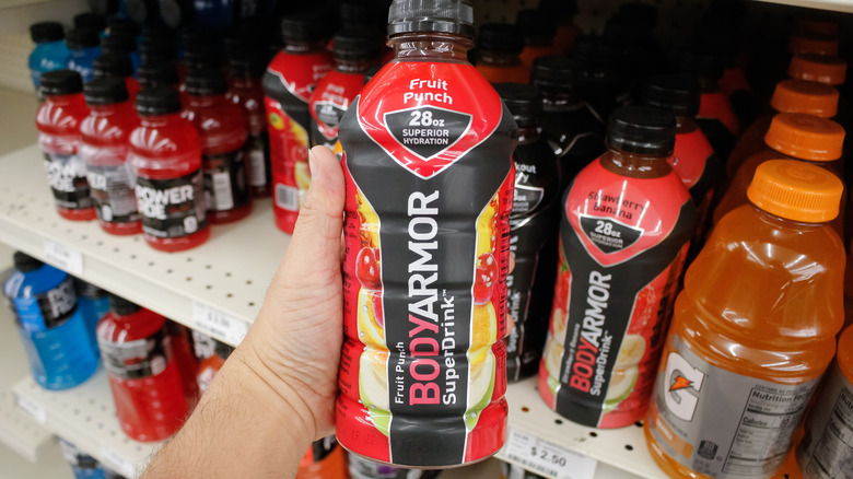 Person holding Bodyarmor drink