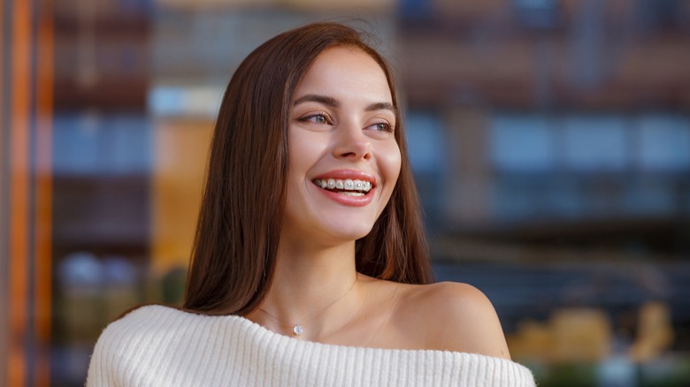 Teenager wearing braces