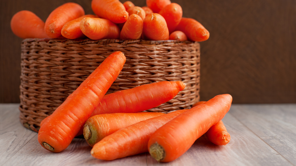 Carrots in a wicker basket