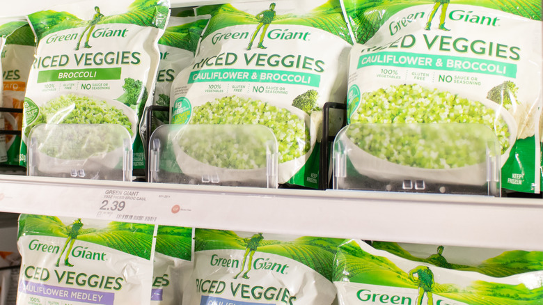 frozen vegetables on shelf