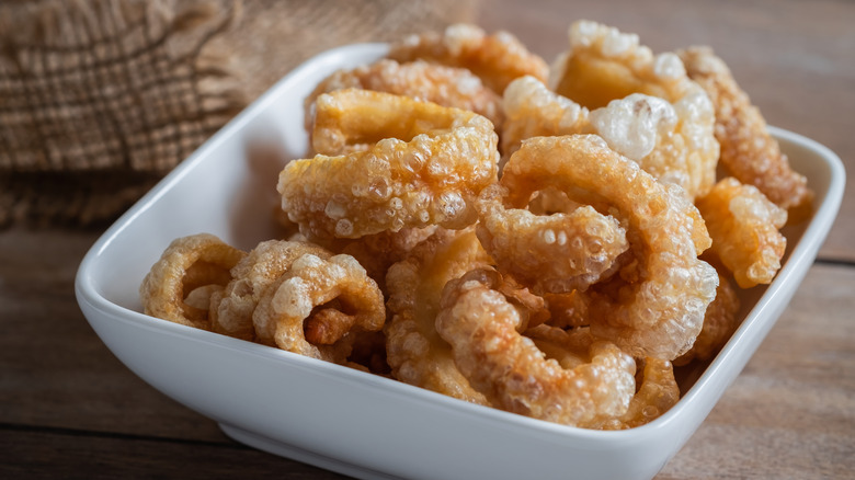 Pork rinds in a bowl