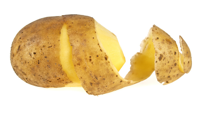 Partially peeled potato