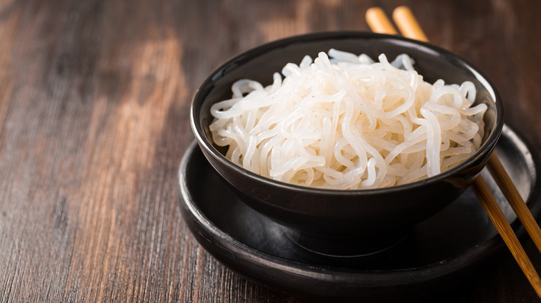 Bowl of shirataki noodles