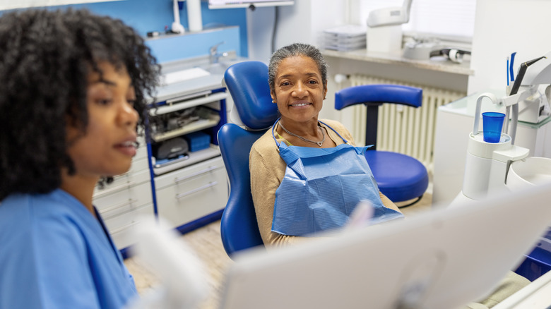 older woman at the dentist