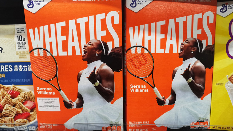 Two boxes of Wheaties with Serena Williams on the box