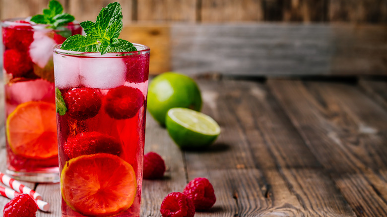 Raspberry cocktail in glass