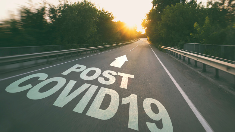 'Post Covid-19' sign on road