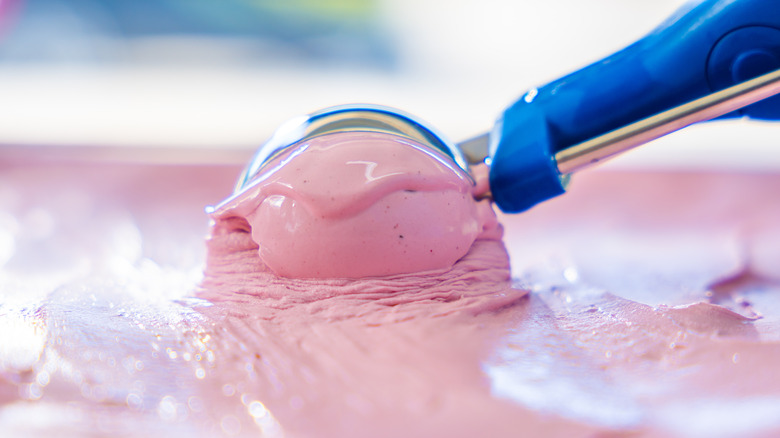 scooping out ice cream