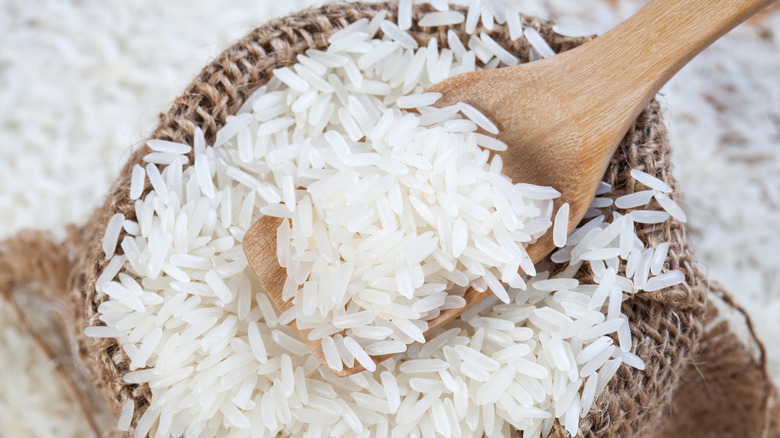 A bag of uncooked white rice