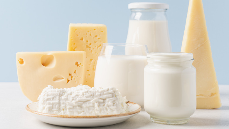 table full of dairy products