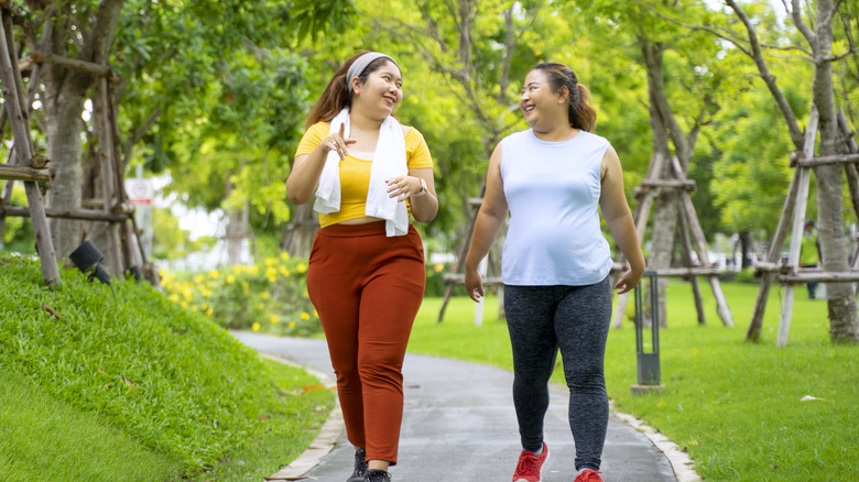 Individuals walking for exercise