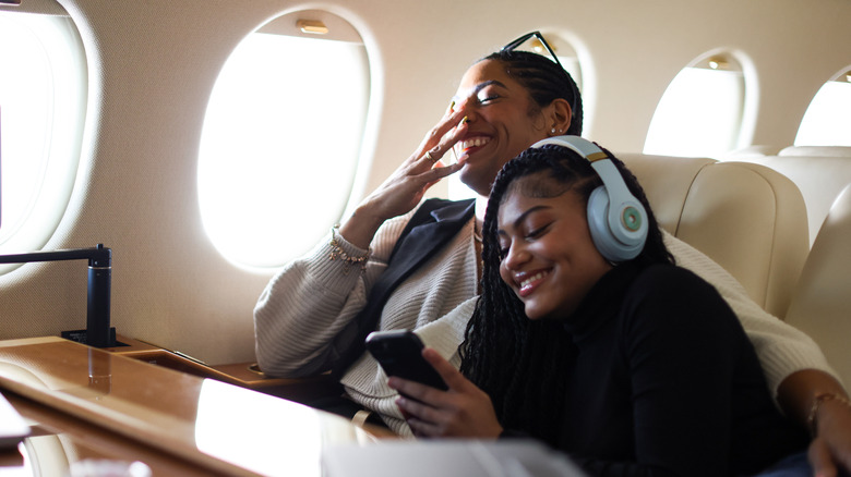 two women on a plane