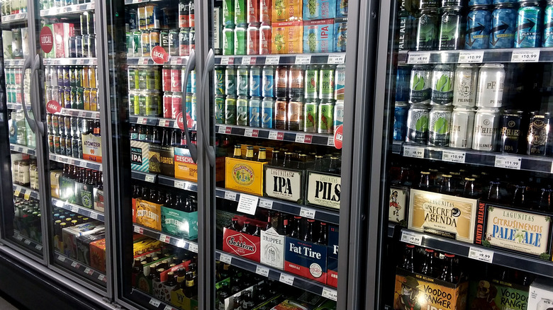 Beer and soda fridge in store