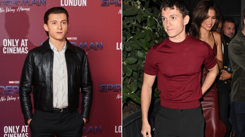 Tom Holland before he gave up drinking and after he focused on a healthier lifestyle