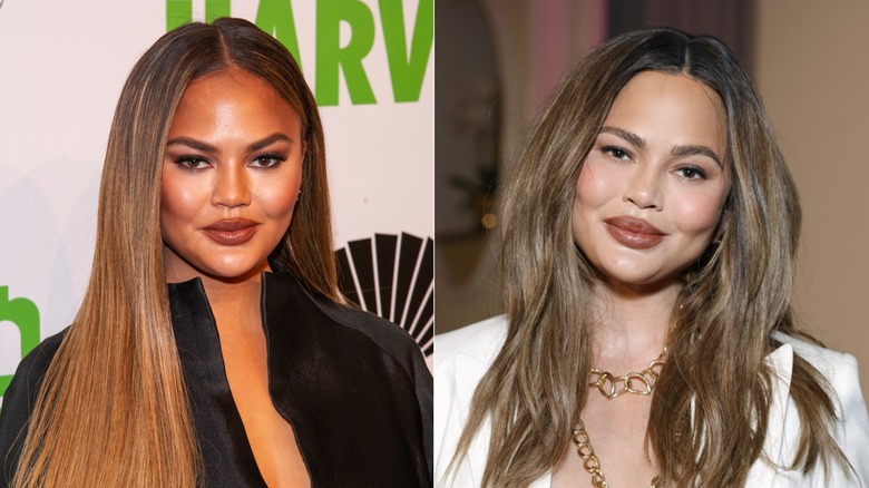 Before and after photos of Chrissy Teigen pre and post sobriety