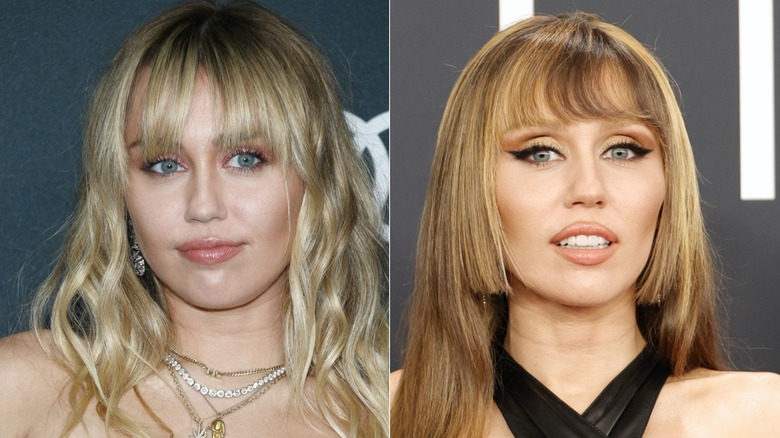Before and after photos of Miley Cyrus pre and post sobriety