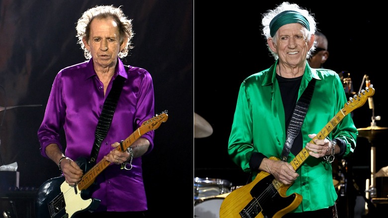 Side-by-side photos showing Keith Richards before and after he quit smoking