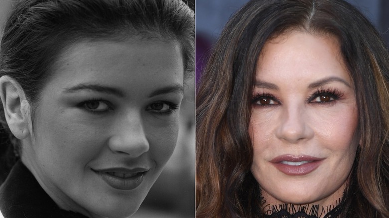 Catherine Zeta-Jones when she smoked and decades later after she quit using cigarettes