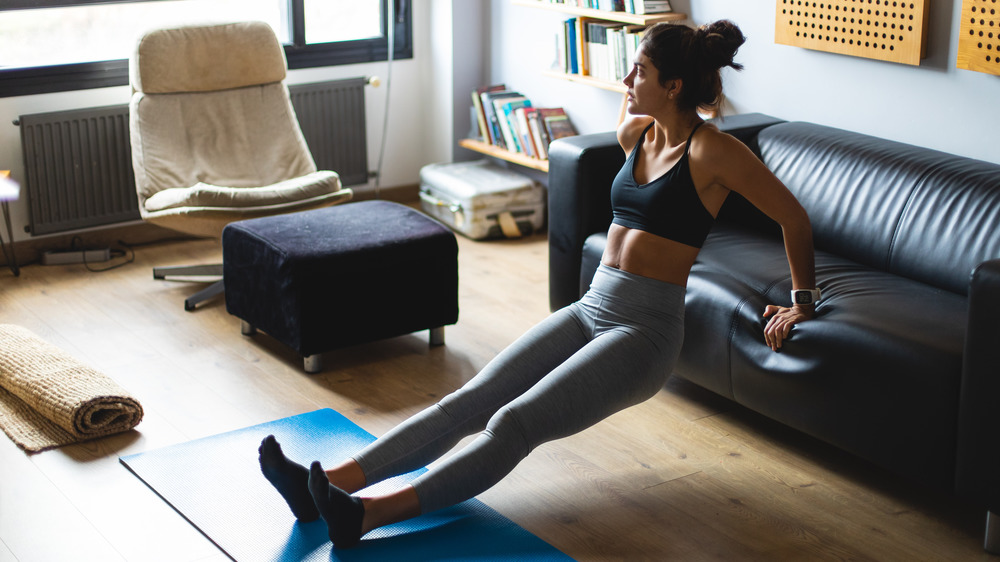 Woman working out triceps