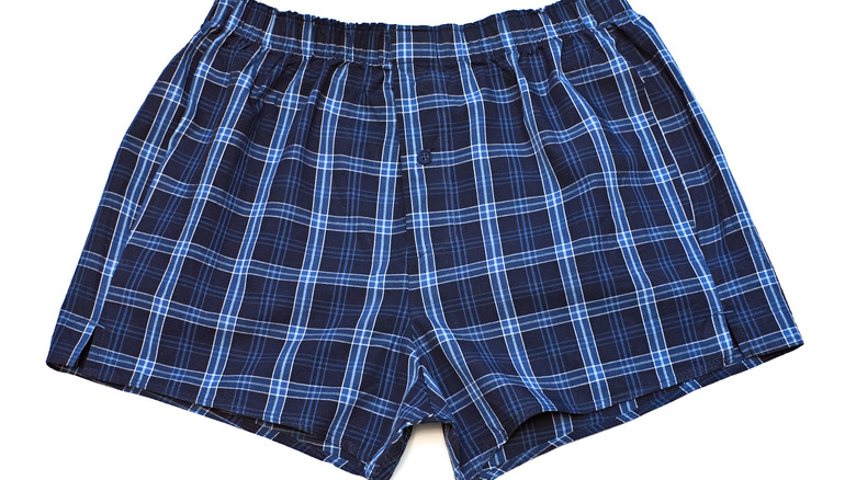 a pair of plaid boxers