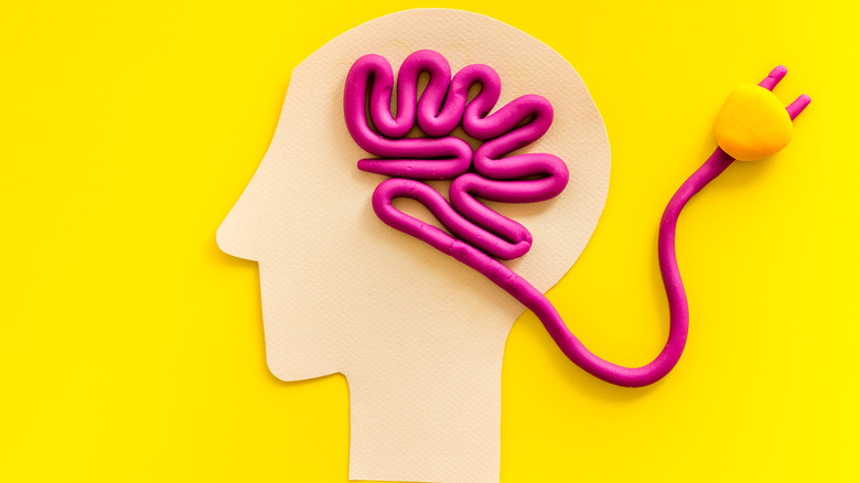 paper and clay brain with plug
