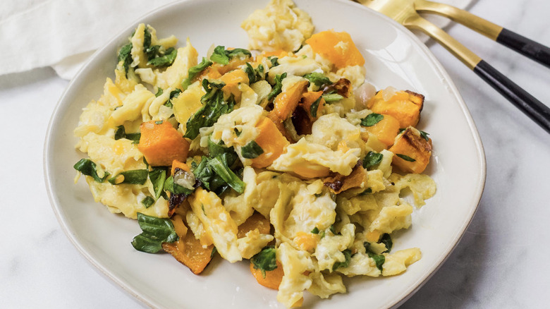 Finshed butternut squash scrambled egg