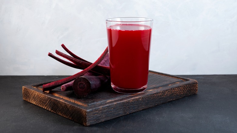 Cut beets and beet juice