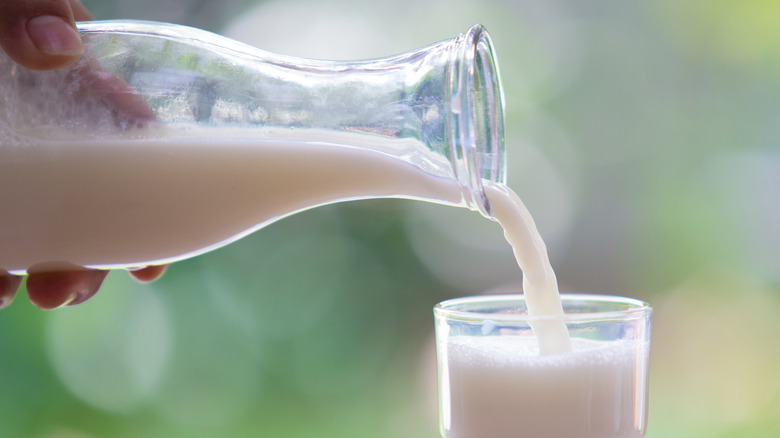 pouring glass of milk
