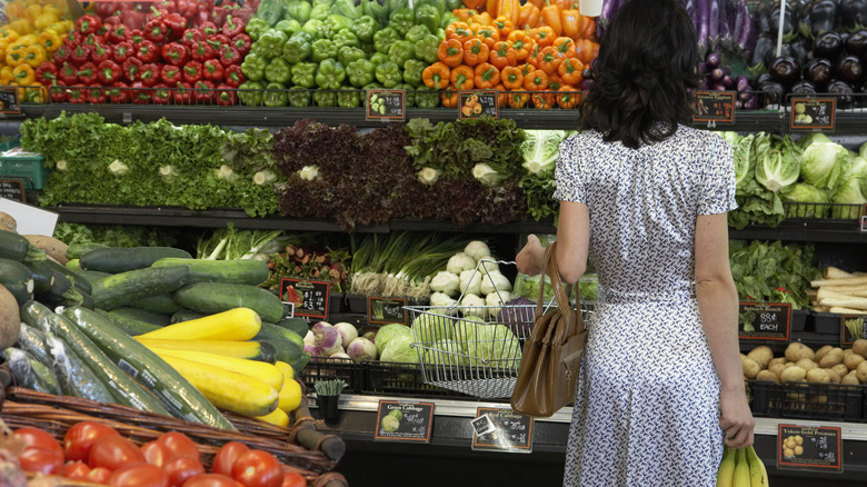 Woman shopping in produce section